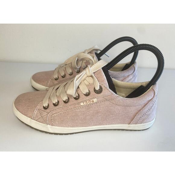 TAOS SNEAKERS WOMENS 6.5 US 37 EU SHELL PINK HEMP STAR CANVAS STA-12844 CASUAL - Picture 2 of 11